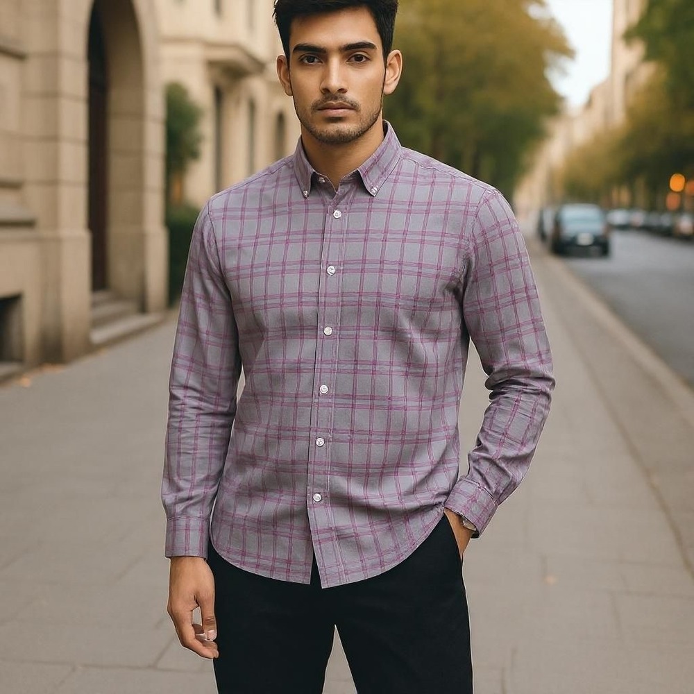 Members Mark Mens Shirt Benton Performance Long Sleeve Slim Fit Sz L Gray Casual